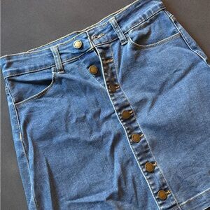 Wax Jean Blue Denim Button-Front Skirt